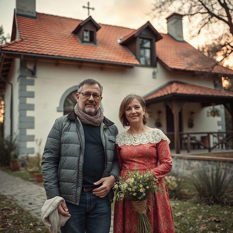 Záujemca a maklérka prezerajú podklady pred bytovým domom v Prešove